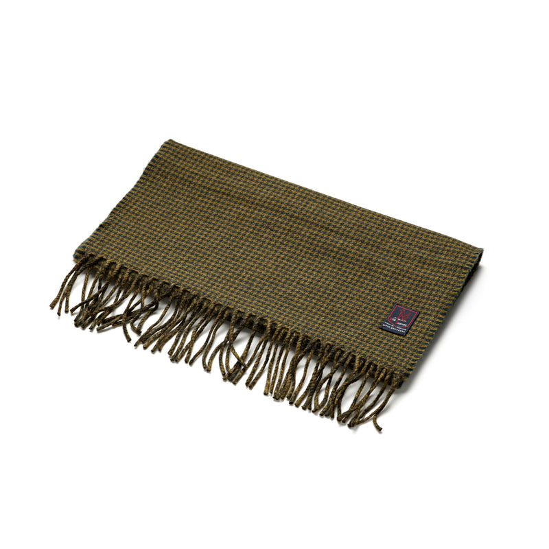 FoxBrothers-Luxury-51%-Cashmere-49%-Merino-Wool-Scarf-Green-Houndstooth-
