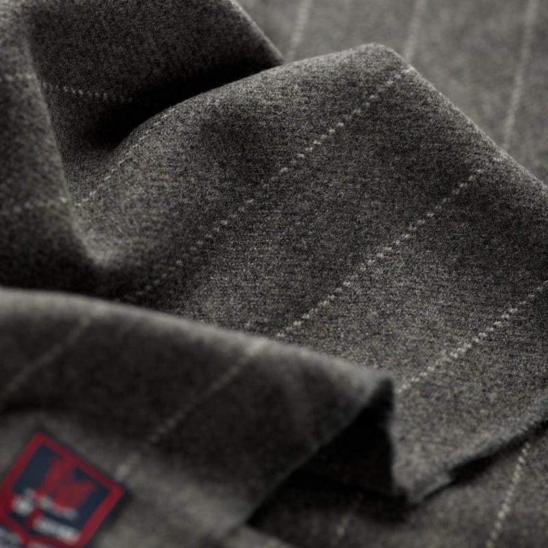 Close up of Fox Grey Pinstripe Cashmere & Merino Wool Scarf