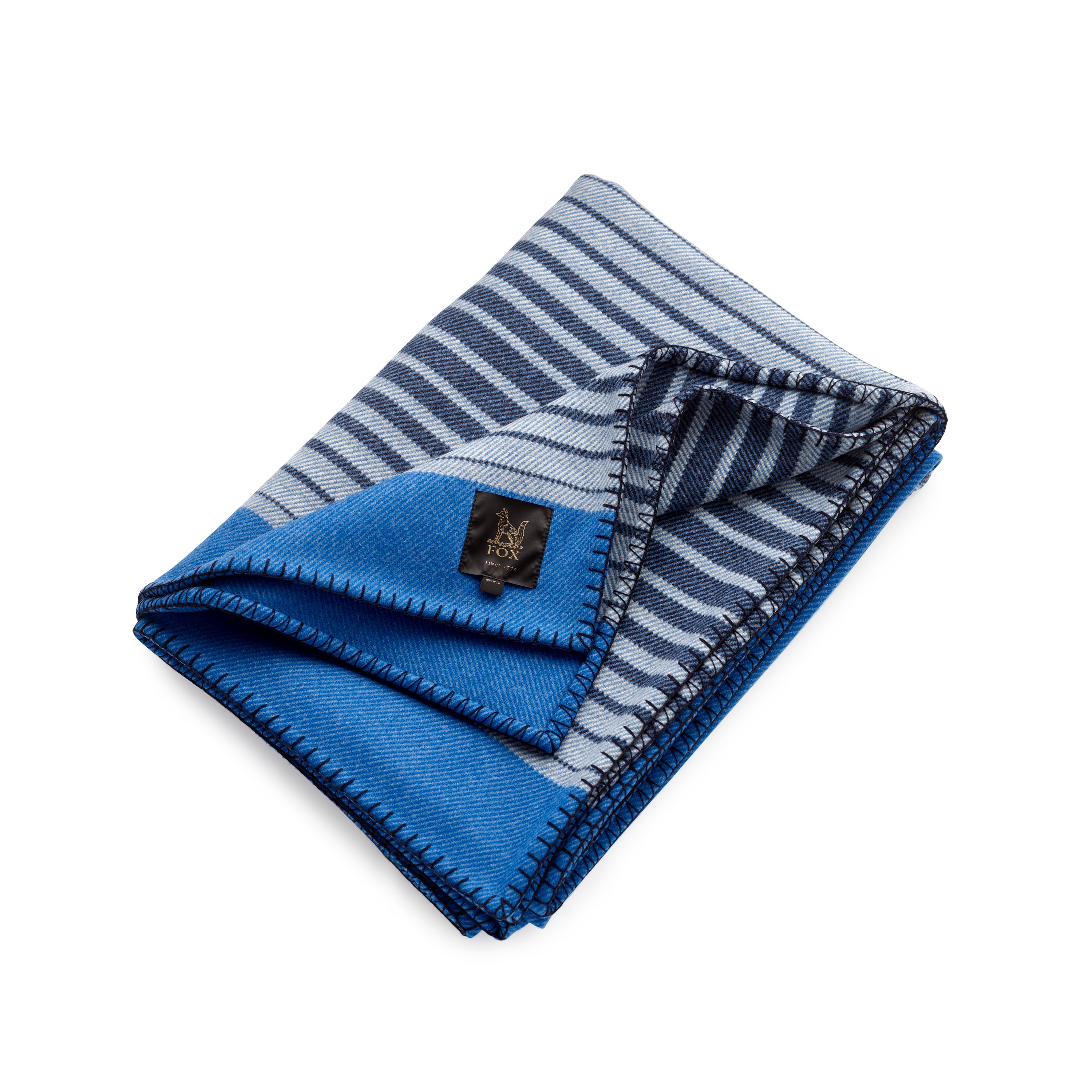 Fox Brothers Exmoor Stripe Blanket in Blue