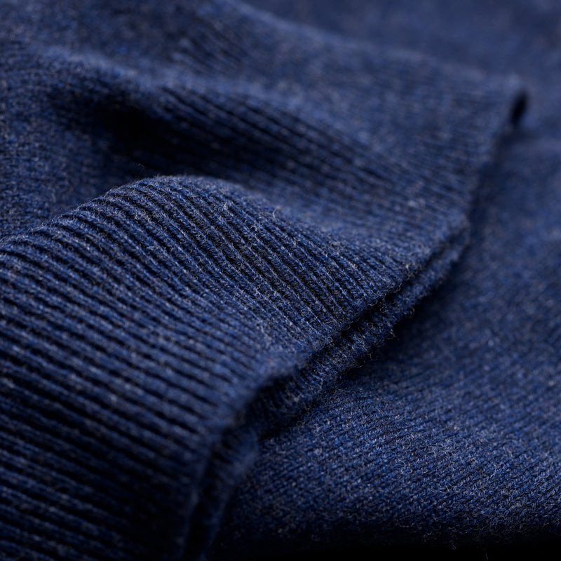 Indigo Blue 2 Ply Lambswool Crew Neck Jumper
