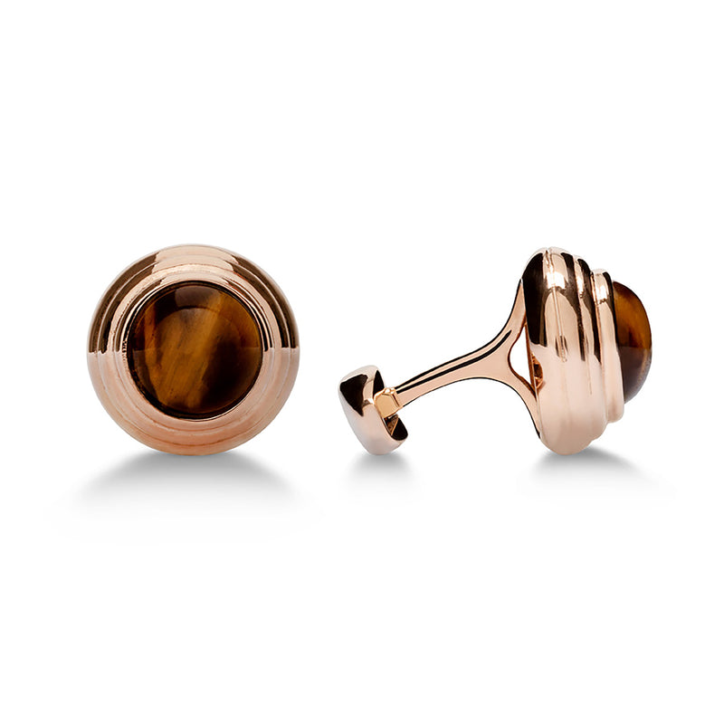 Stone Tiger's Eye Rose Gold Plated Sterling Silver Cufflinks