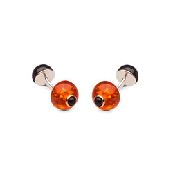 2cab Amber Gold and Black Onyx Sterling Silver Cufflinks