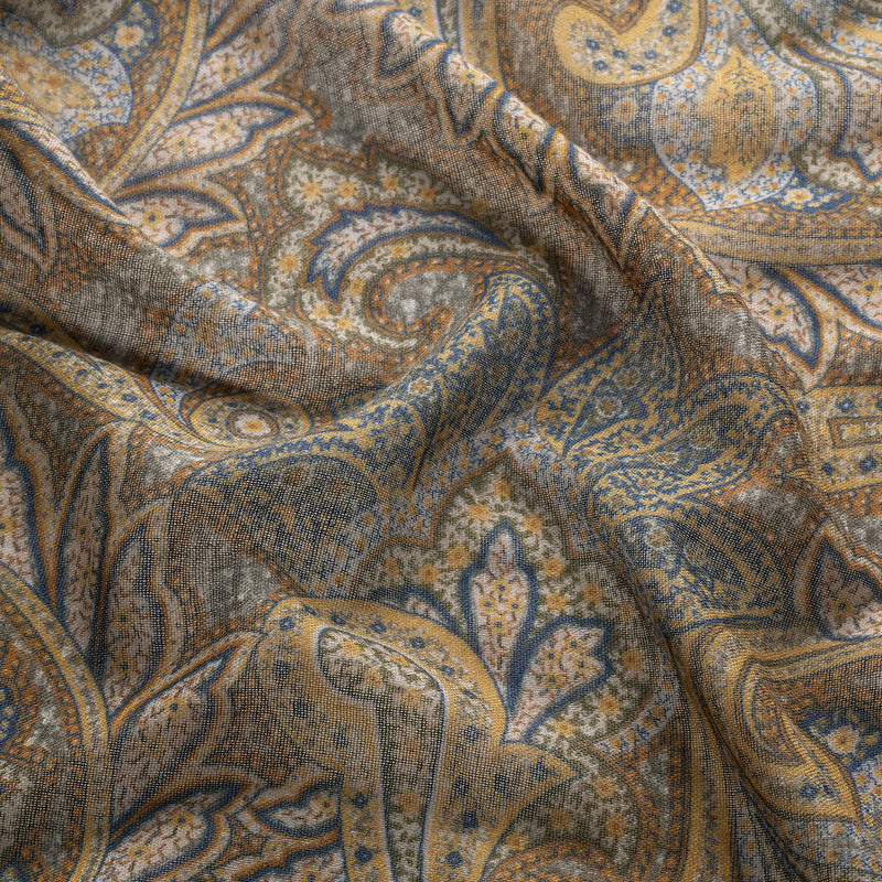 Paolo Albizzati Green & Yellow Foulard Wool & Silk Scarf