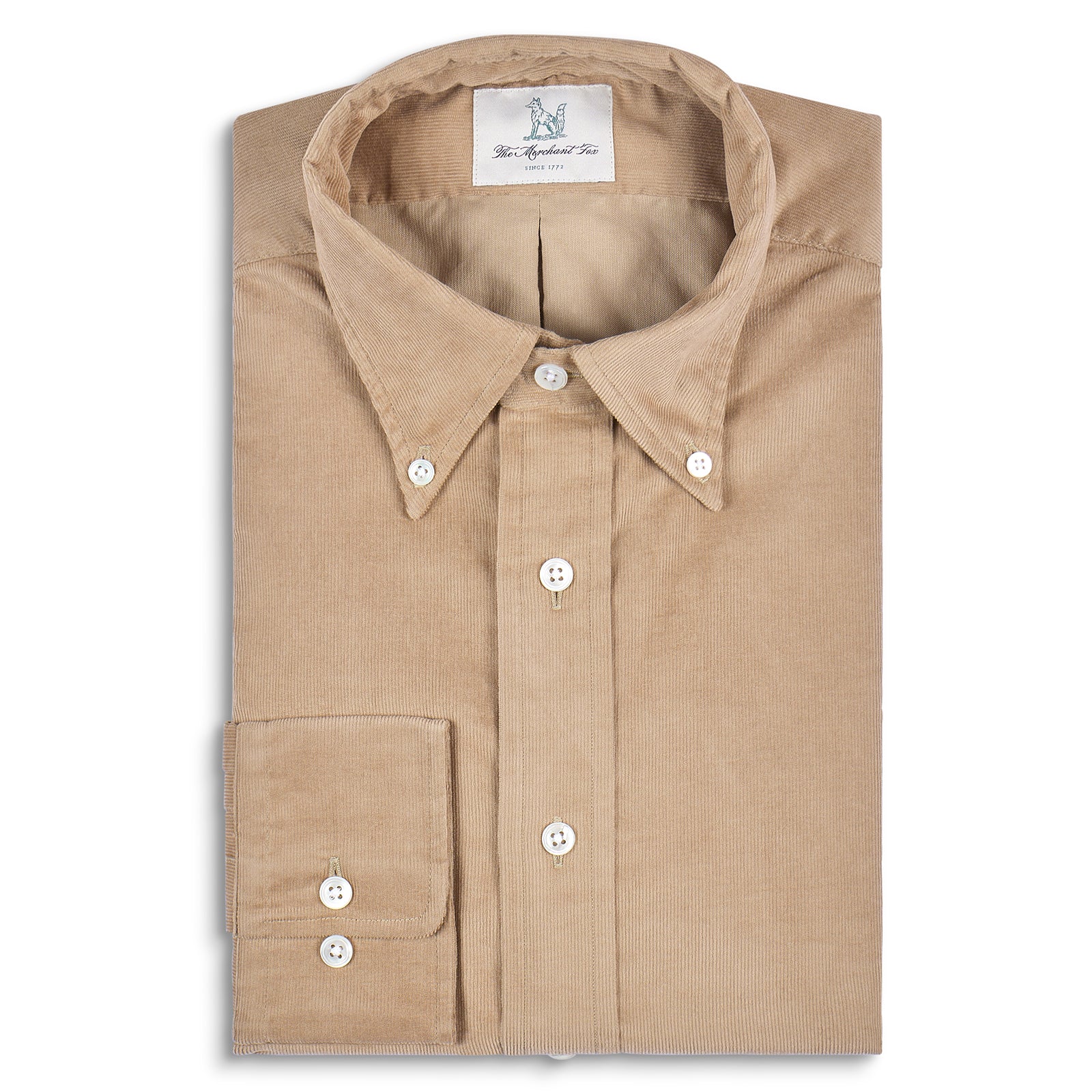 Fox Needlecord Tan Button-Down Casual Shirt