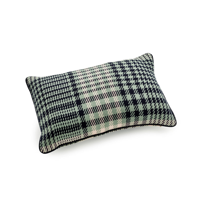 Haddeo Glen Check Oblong Cushion in Eau De Nil