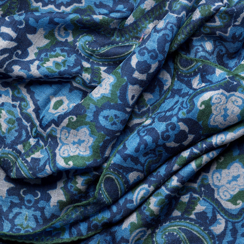 Paolo Albizzati Cerulean Blue & Dark Sea Green Lightweight Scarf