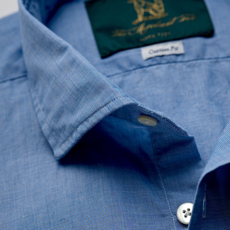Spread Collar Cotton Shirt in Sky Blue