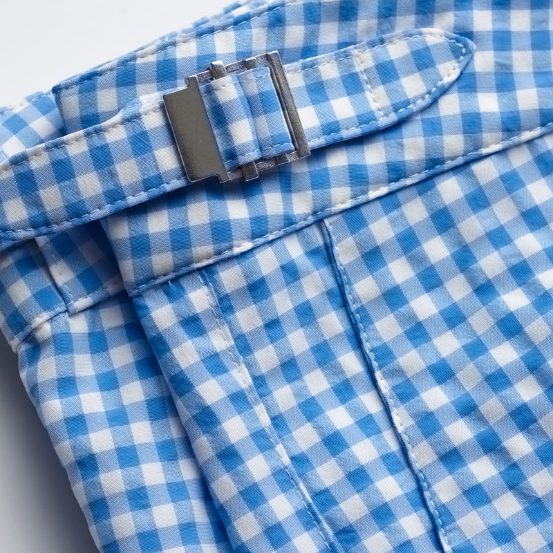 Fox Clipper Swim Shorts in Blue Gingham Check
