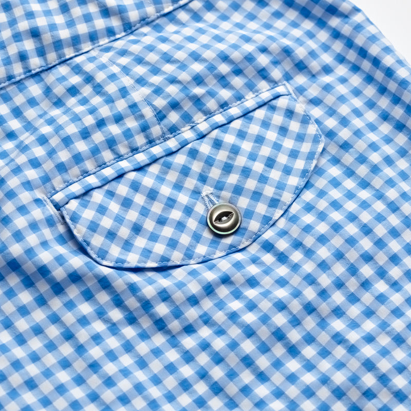 Fox Clipper Swim Shorts in Blue Gingham Check