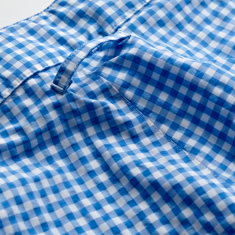 Fox Clipper Swim Shorts in Blue Gingham Check