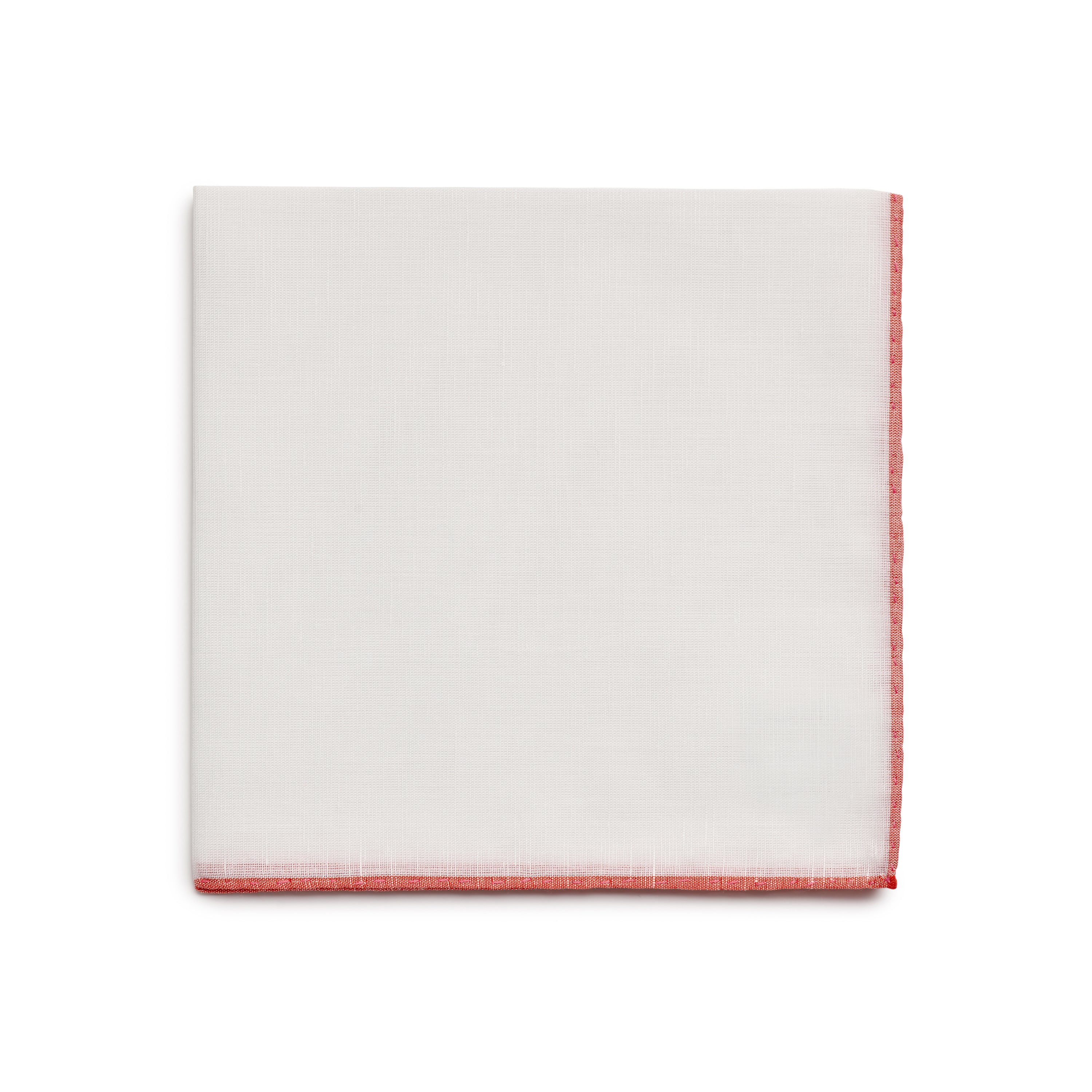 Simonnot Godard Pocket Square in White with Red Border Folded