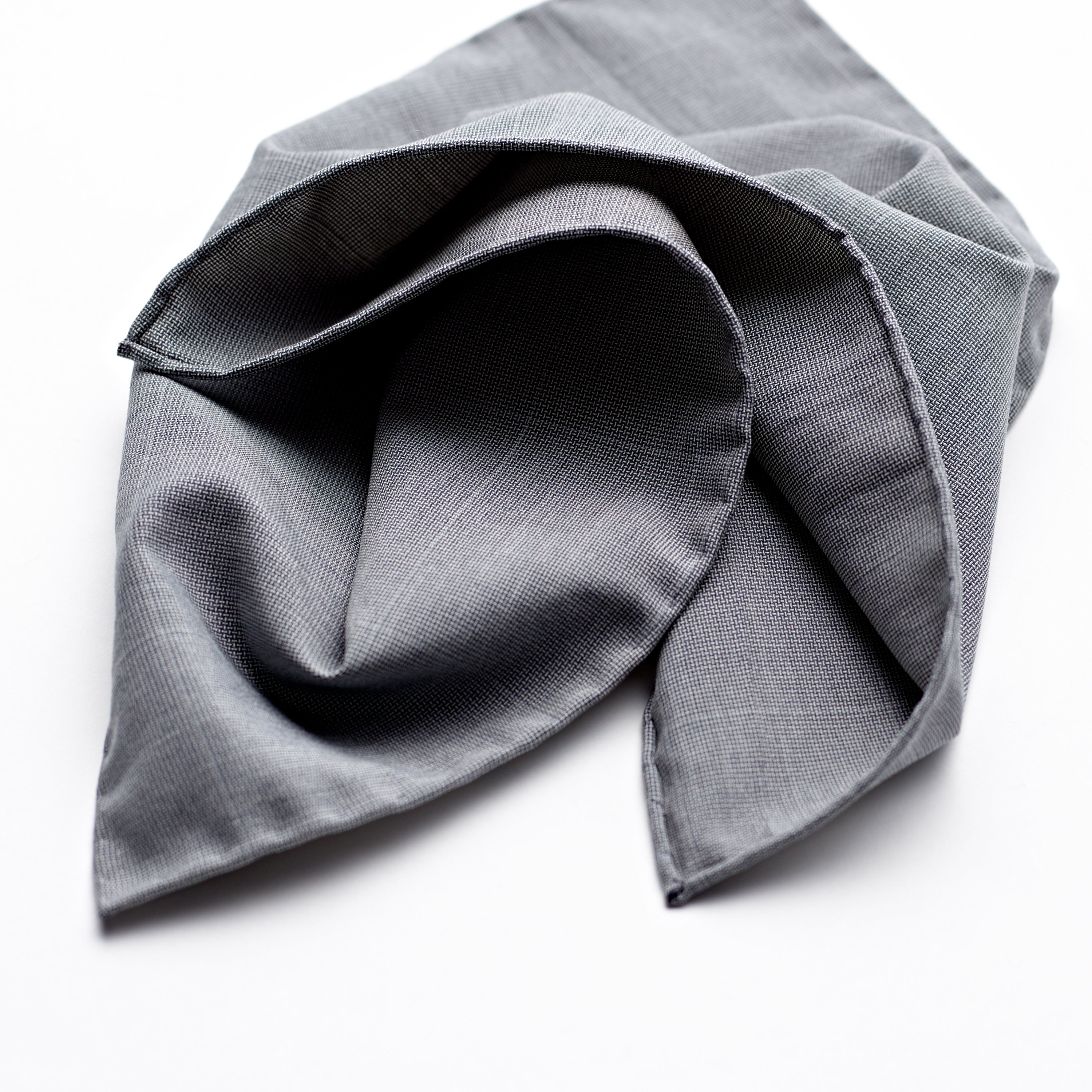 Windowpane Mid Grey Silk Pocket Square