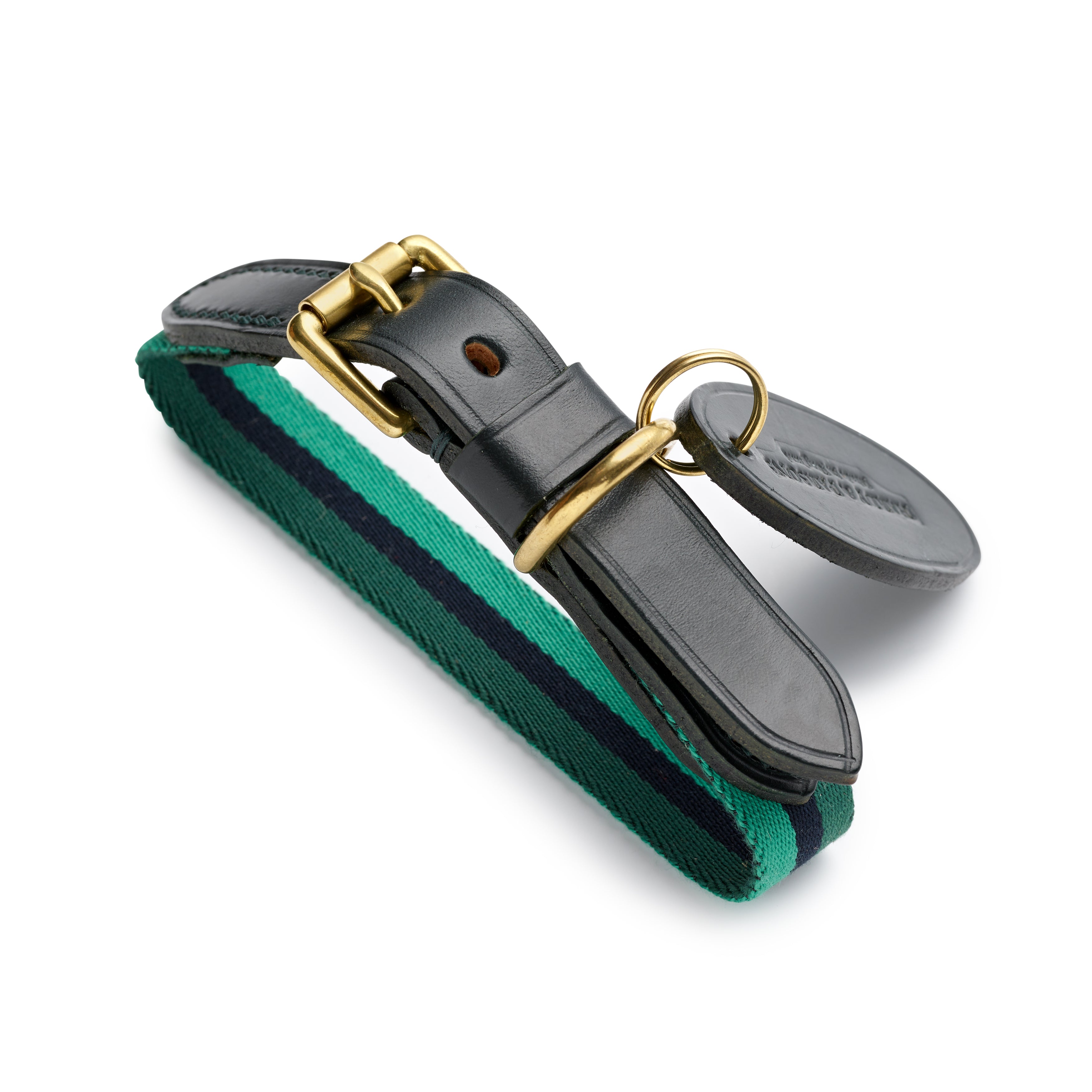 The Bredon Bridle Leather Regimental Green Dog Collar