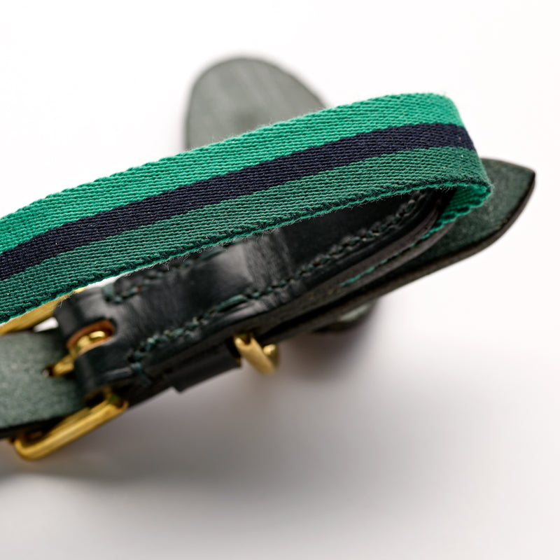 The Bredon Bridle Leather Regimental Green Dog Collar