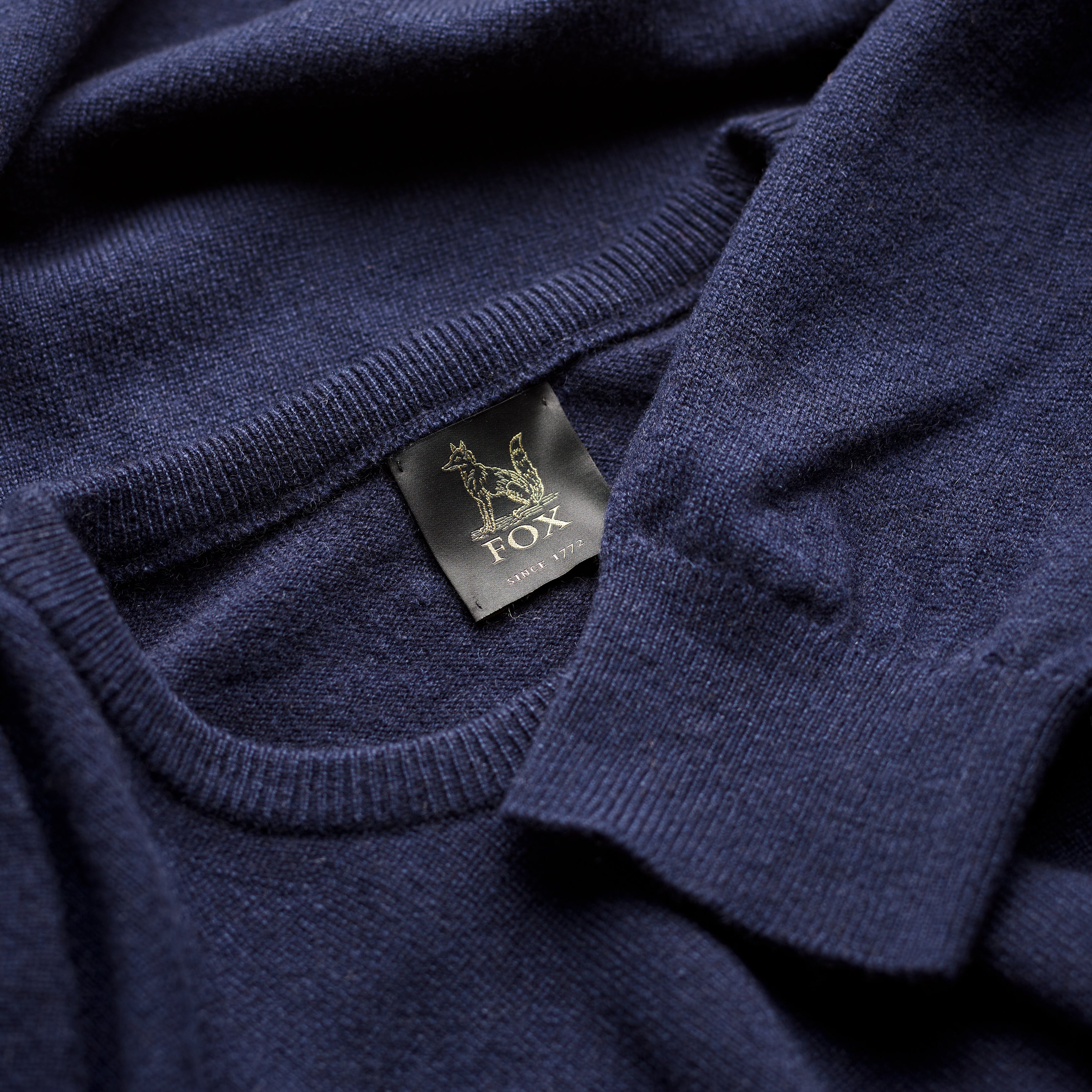 Fox Navy Cashmere Crew Neck Jumper