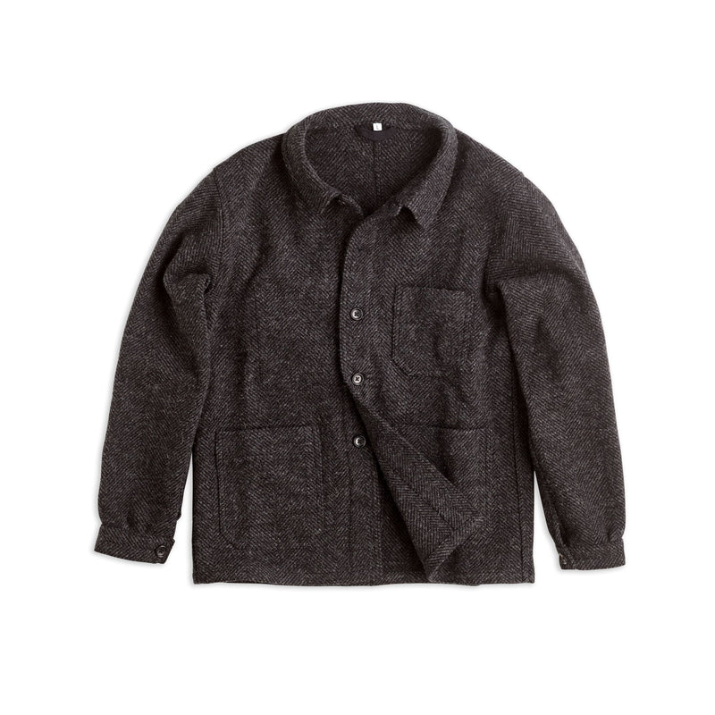 Charcoal & Black Herringbone Utility Jacket