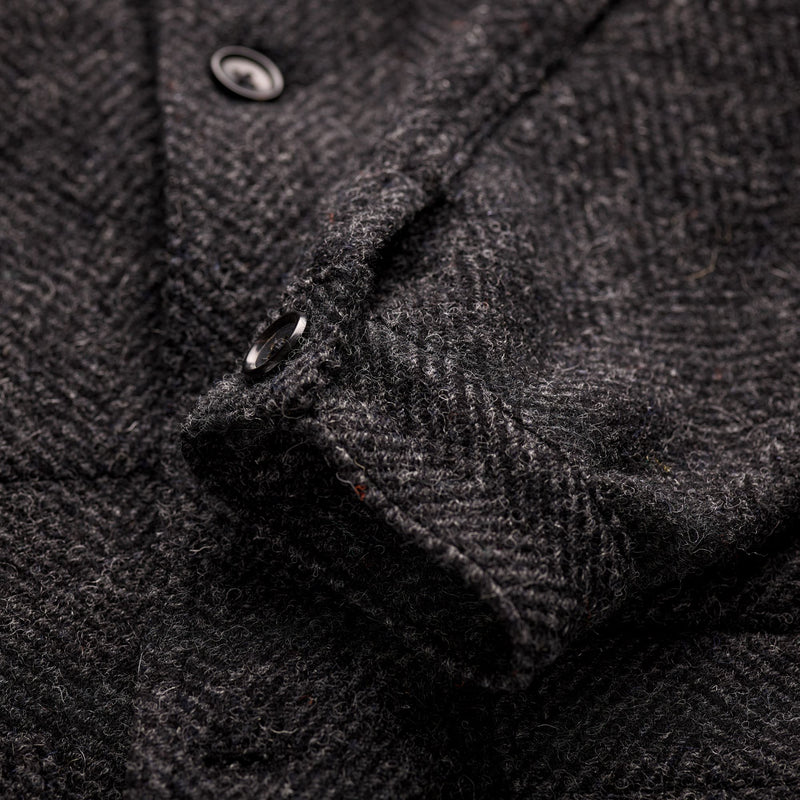 Charcoal & Black Herringbone Utility Jacket