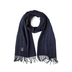 Fox Navy Pinstripe Cashmere & Merino Wool Scarf.