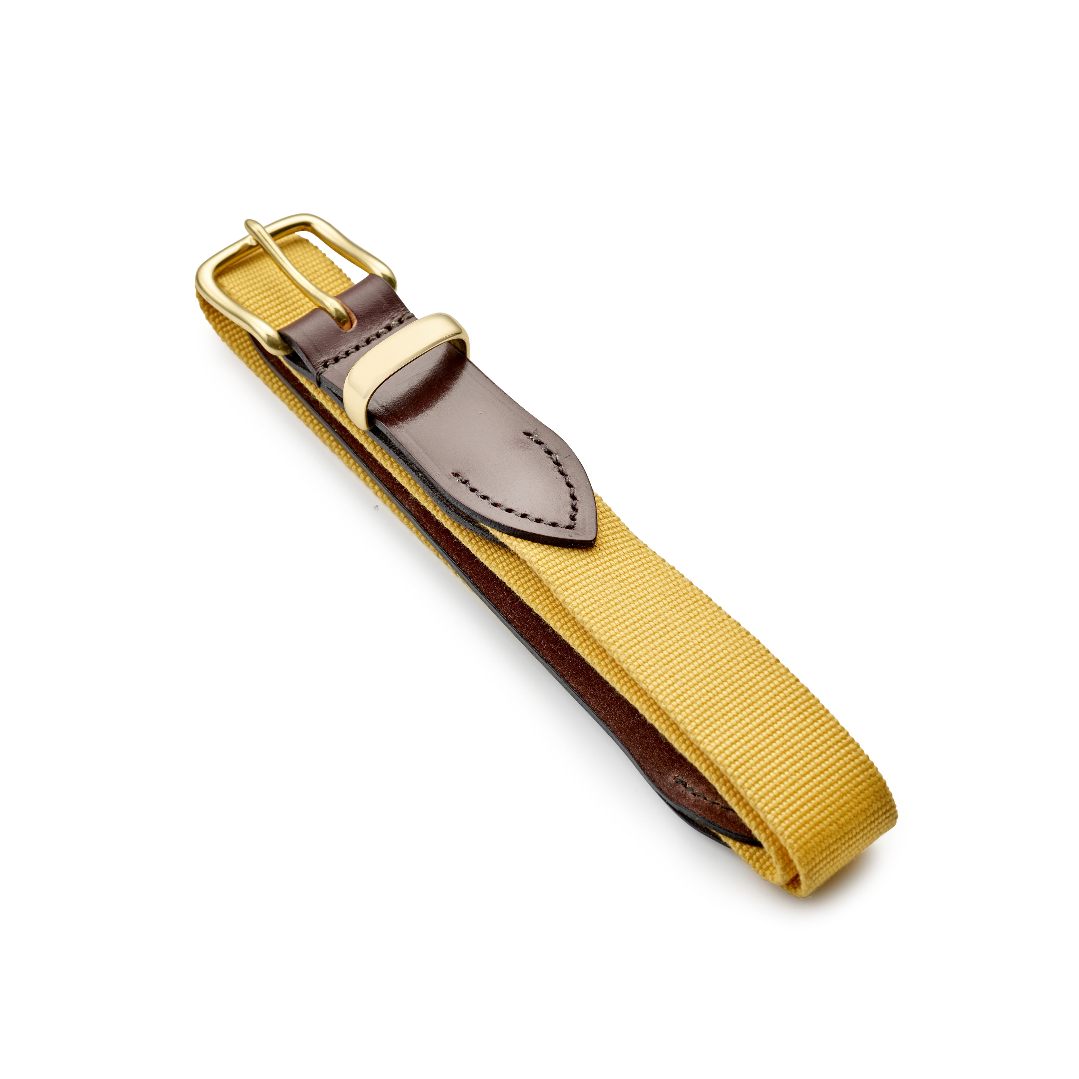 Canary Yellow Belt with Chestnut Leather Strap