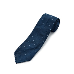 Paolo Albizzati 3 fold Navy Blue with sky blue polka dot grenadine silk tie