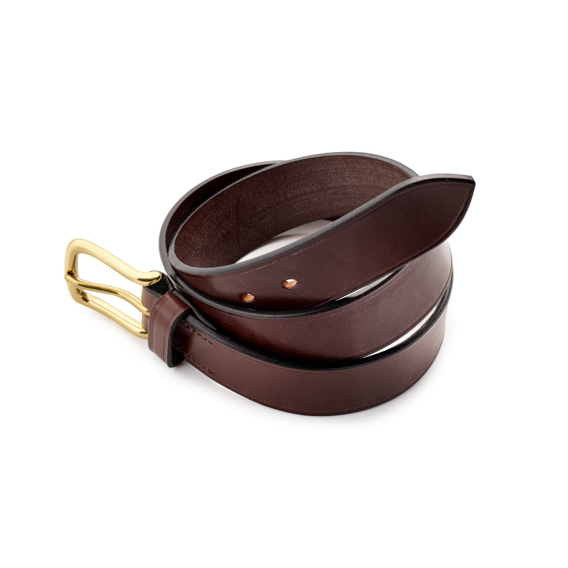 Chestnut Leather Belt with Brass Buckle