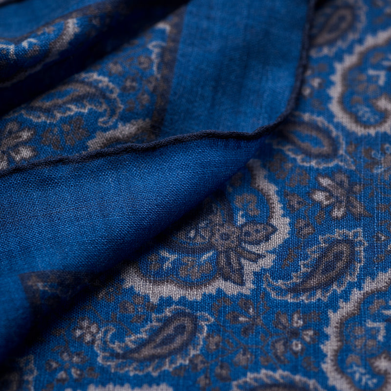 Paolo Albizzati Navy lightweight scarf and Deep Ocean Blue Border