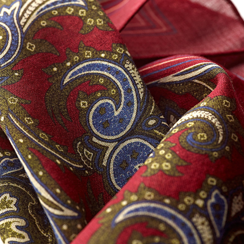 Fox Crimson Paisley Pocket Square